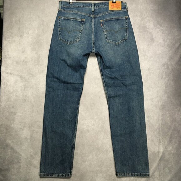 Levis Mens 505 Regular Fit Blue Jeans size 36x34 Stretch Denim Pants - Picture 4 of 16